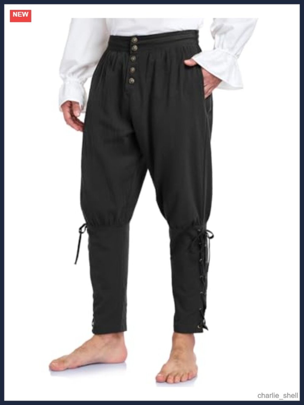 Men's Pirate Renaissance Costume Pants Lace-Up Cuffs